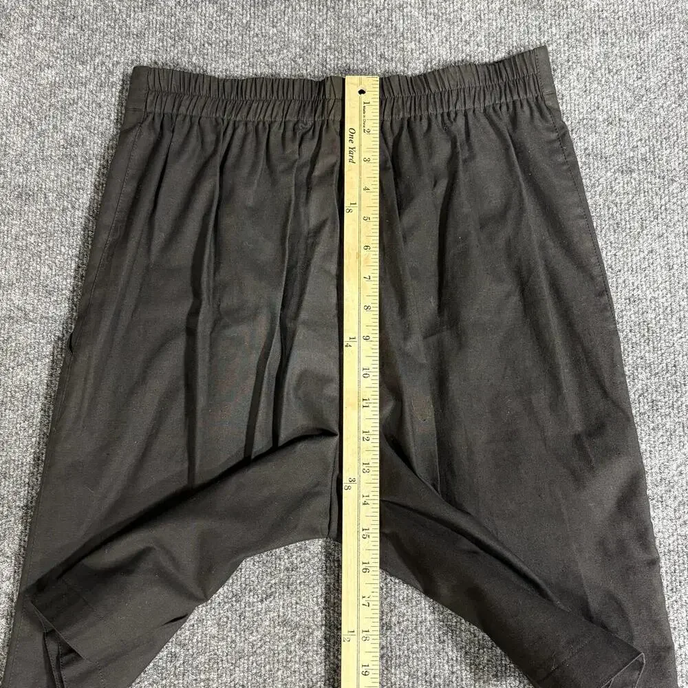 Twill Bermuda Shorts Womens Medium Black Pleated Elastic Waist Casual Summer